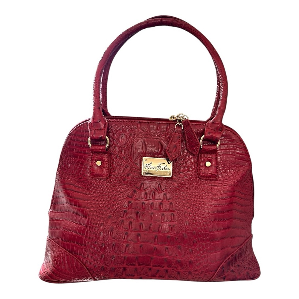 Mark Fisher Red Croc-Embossed Faux Leather Satchel Shoulder Bag